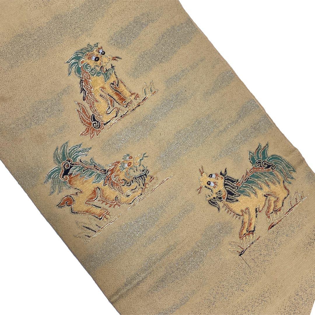 ¨̮⃝ 激レア シーサ文様織り出し 京袋帯