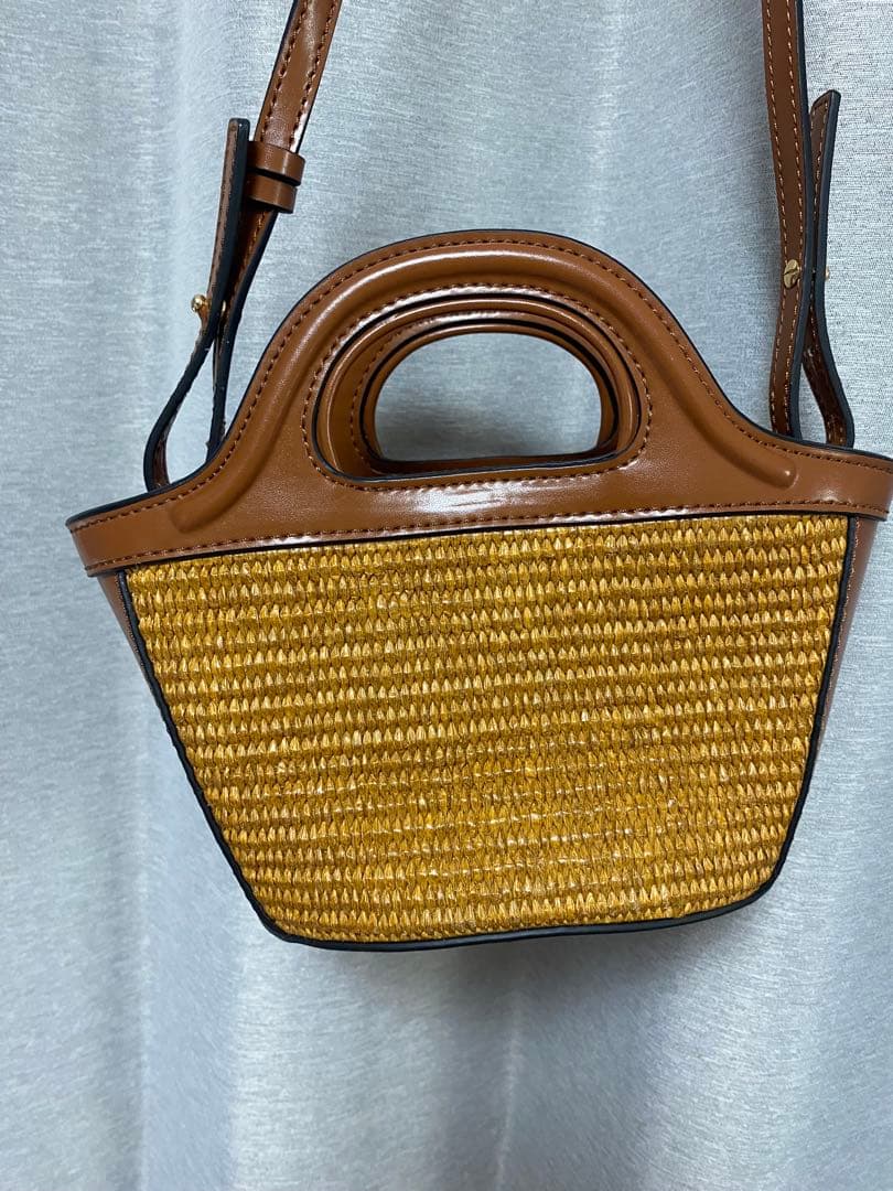 美品★ マルニ　トロピカリア　ショルダーバッグ　カゴ　タン