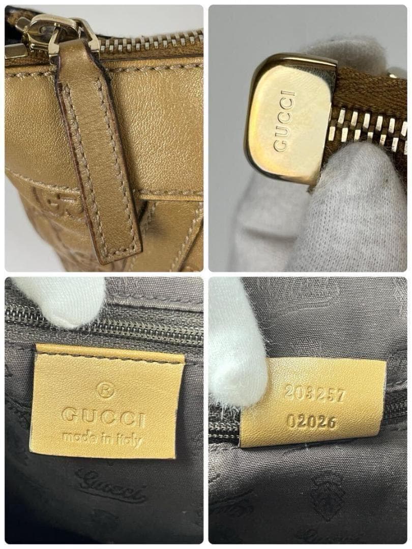 GUCCI グッチ ハンドバッグ レザー GG柄 アビー シマ　ゴールド金具