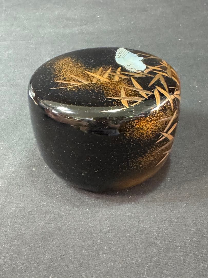 G30 送料無料　白鷺蒔絵　平棗　坂下廣作　茶道具　茶室　共箱　金彩蒔絵　螺鈿