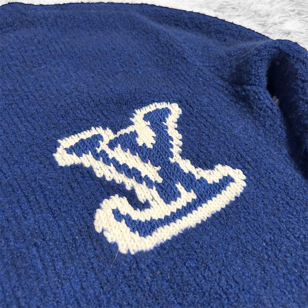 【美品】ルイヴィトン LVインタルシアクルーネックニット セーター ブルー