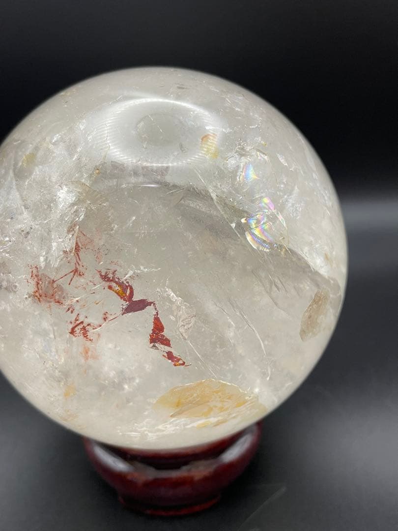 【ヒマラヤ水晶】天然石 丸玉 虹入り 約93.4mm 1165.5g セール中！