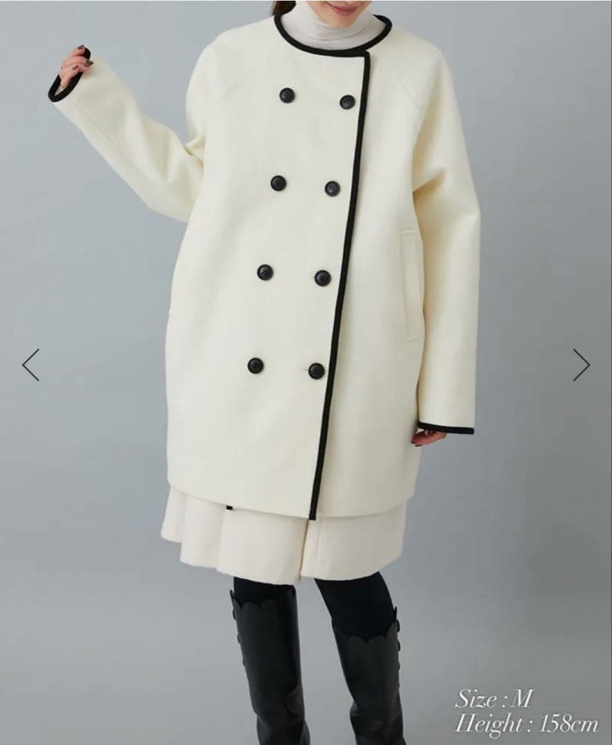 最終セブンテン seventen 美品 ダブルボタ2WAYコートオフホワイト S