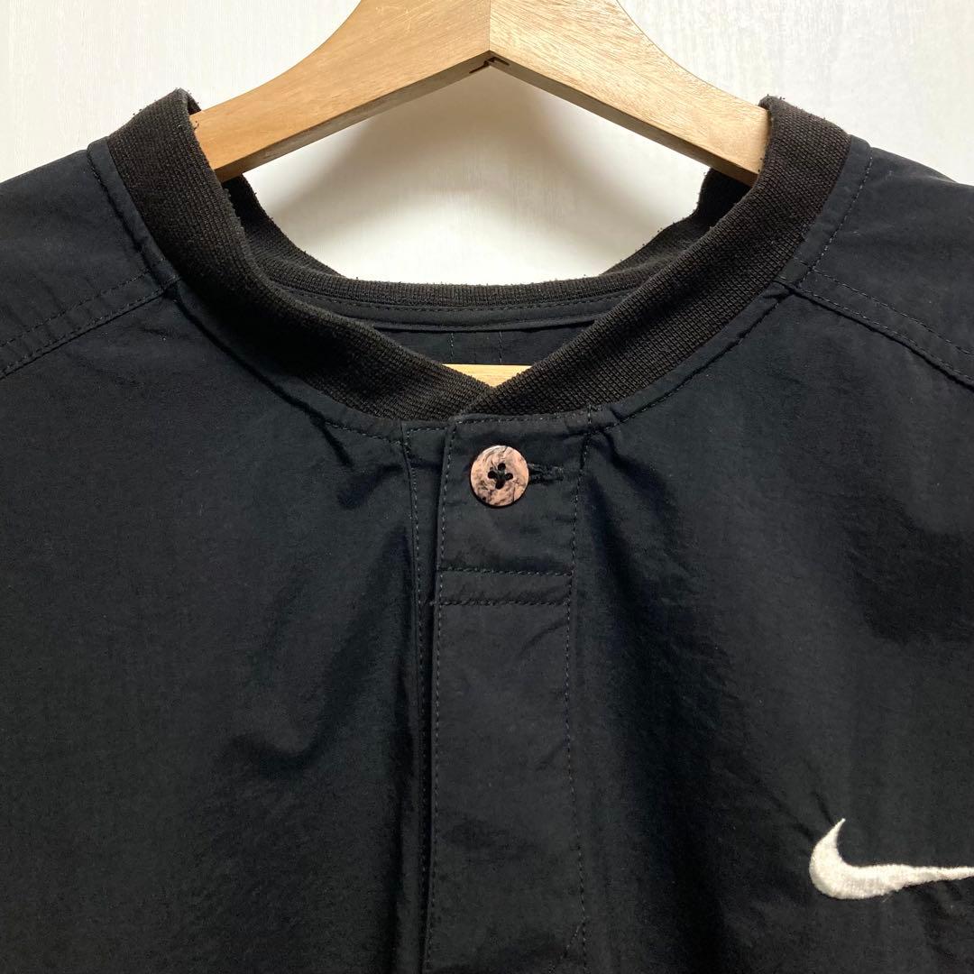 NIKE 刺繍ソロスウッシュロゴ ヘンリーネック ナイロンジャケット 黒 XL