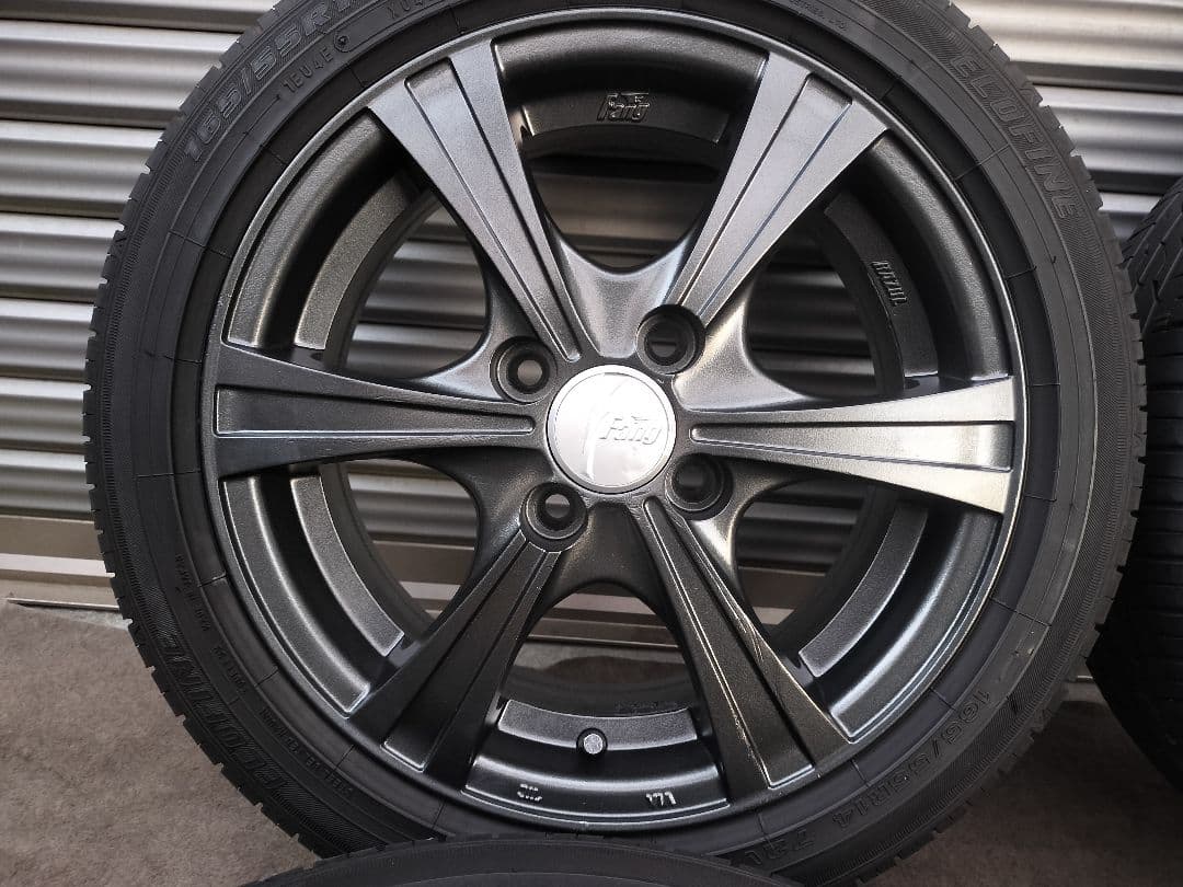 Fang 14×5.5J 4H/100 +42 165/55R14 ガンメタ塗装