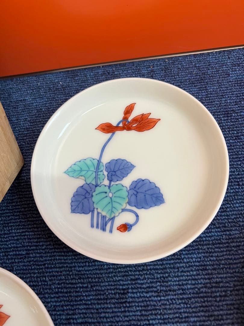 1447 今右衞門　錦花絵　中皿　5客　未使用