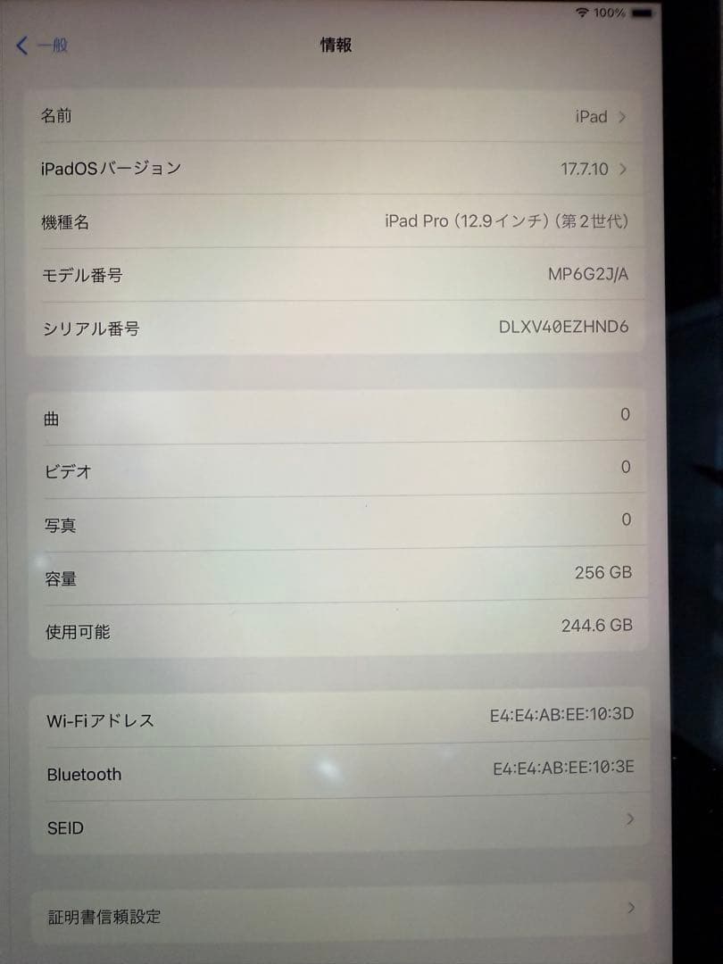 ⭐︎ジャンク品⭐︎iPad 本体 第二世代　12.9インチ　256G