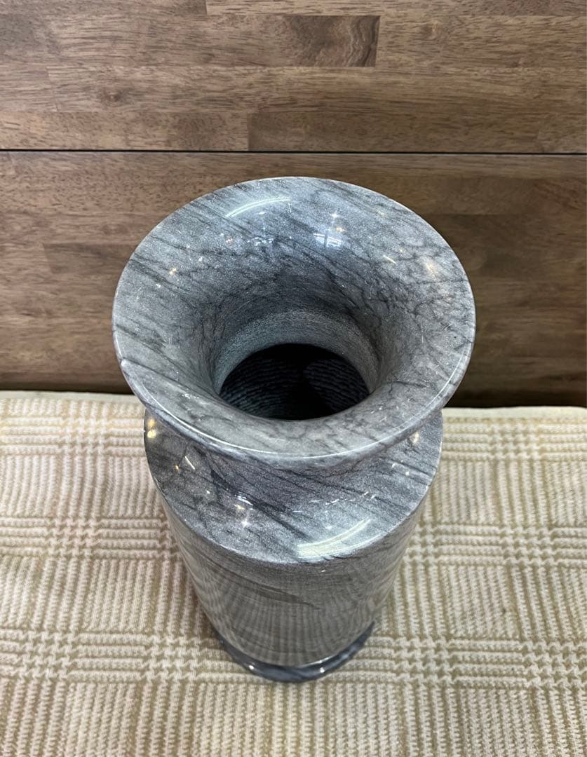 【中古品】大理石 壺 花瓶 彫刻 山水画 骨董品 レトロ 古民具 工芸品