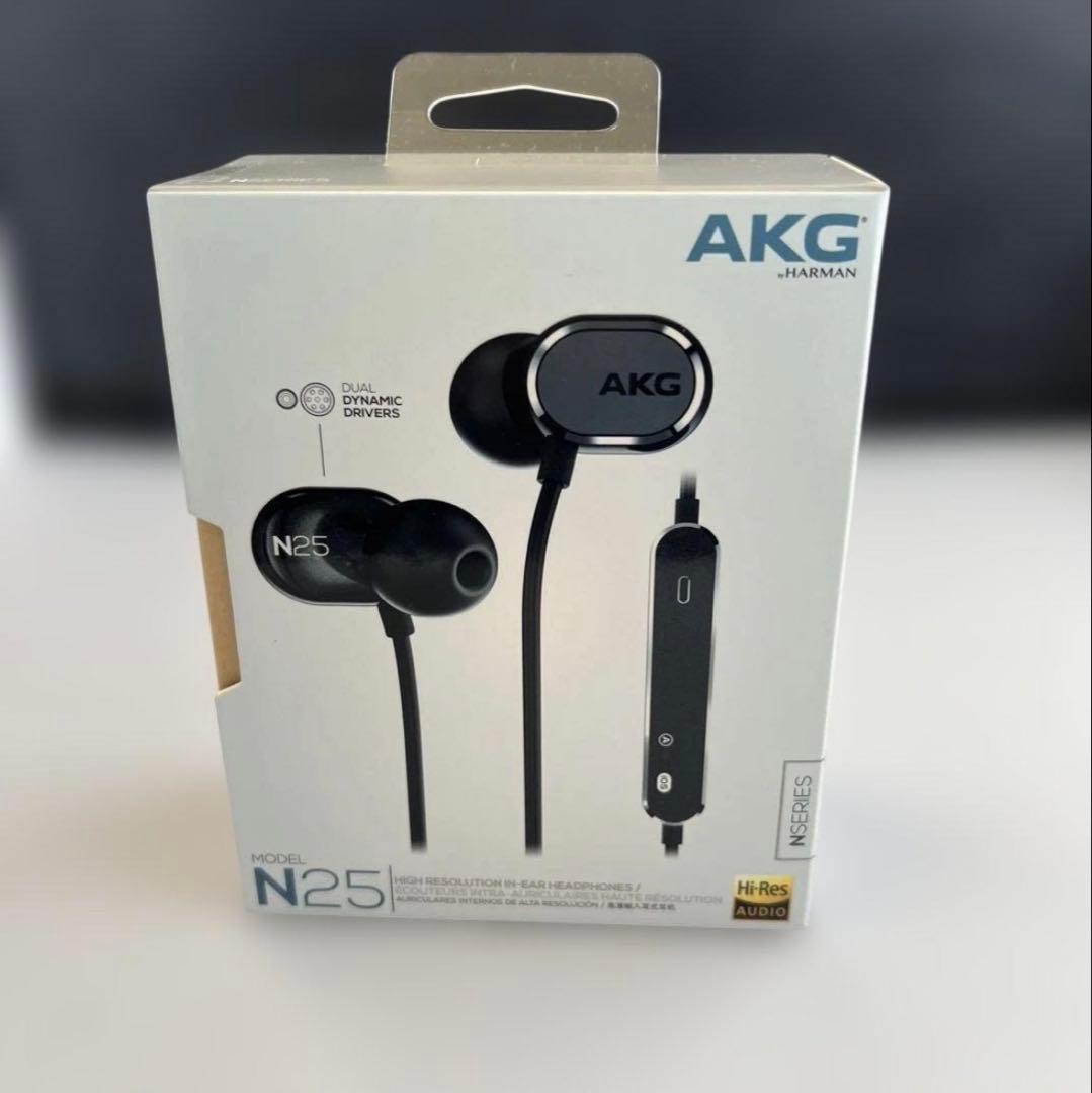 AKG N25 イヤホン カナル型/ハイレゾ対応 ブラック （新品.未開封)