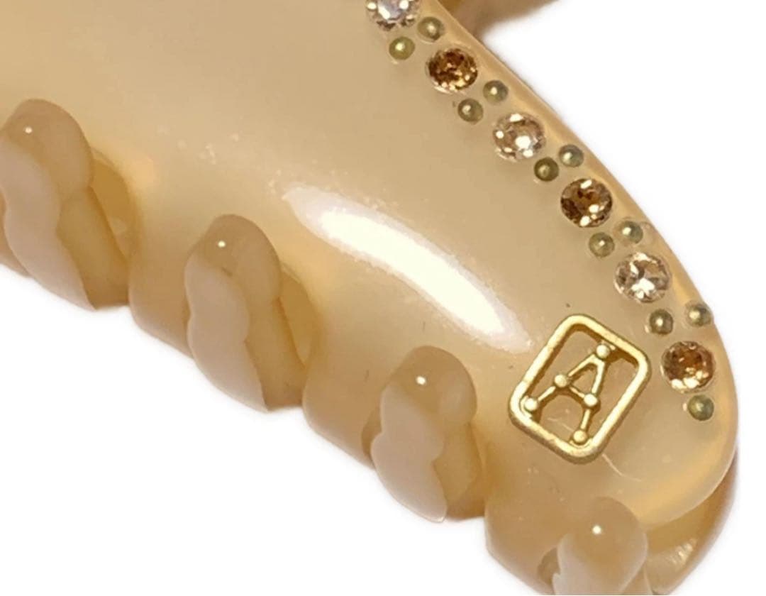 アレクサンドル ドゥ パリ ストーン付　人気ベージュ　ヘアクリップ