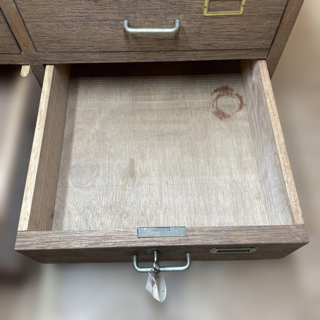 レトロ　木製　金庫タンス　鍵付き　2列3段　引き出しタンス　収納