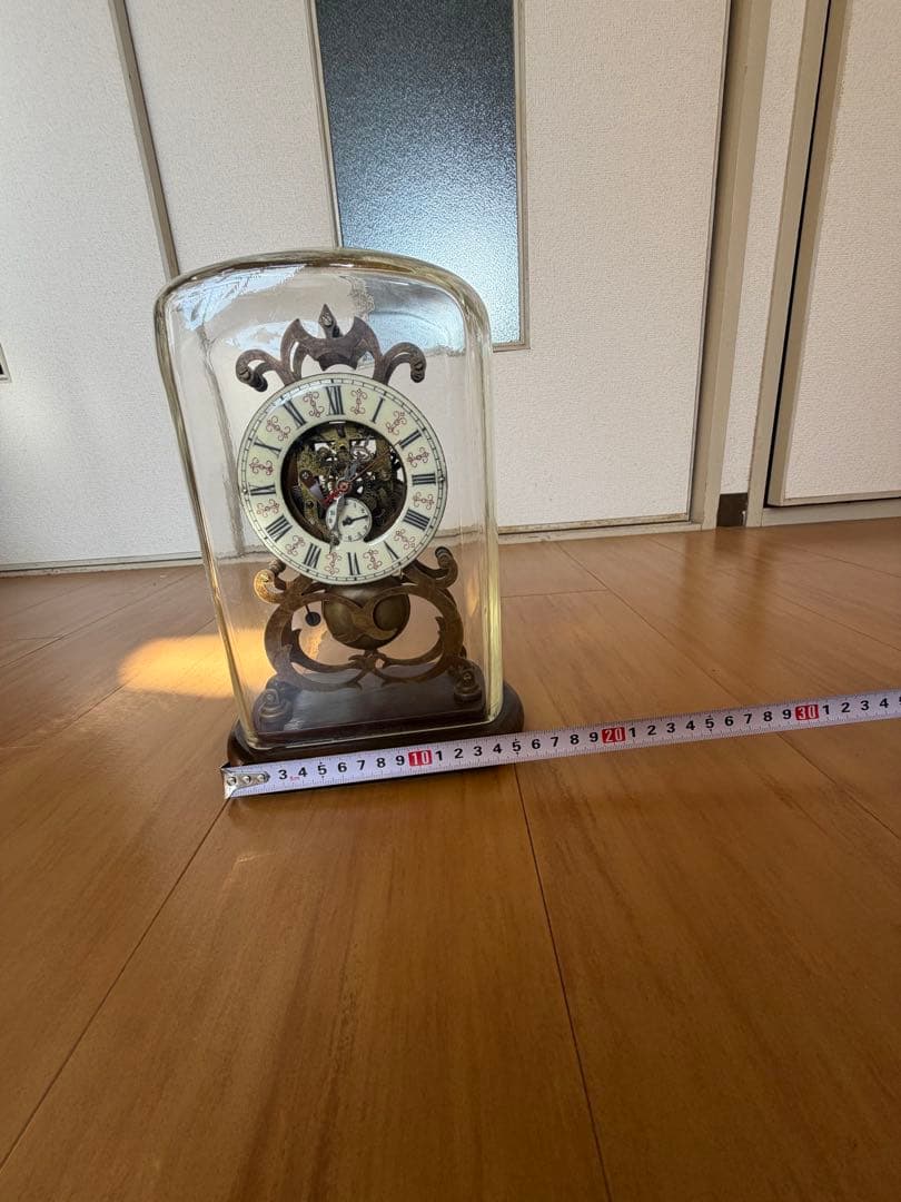 ガラスケース付き置時計 ローマ数字