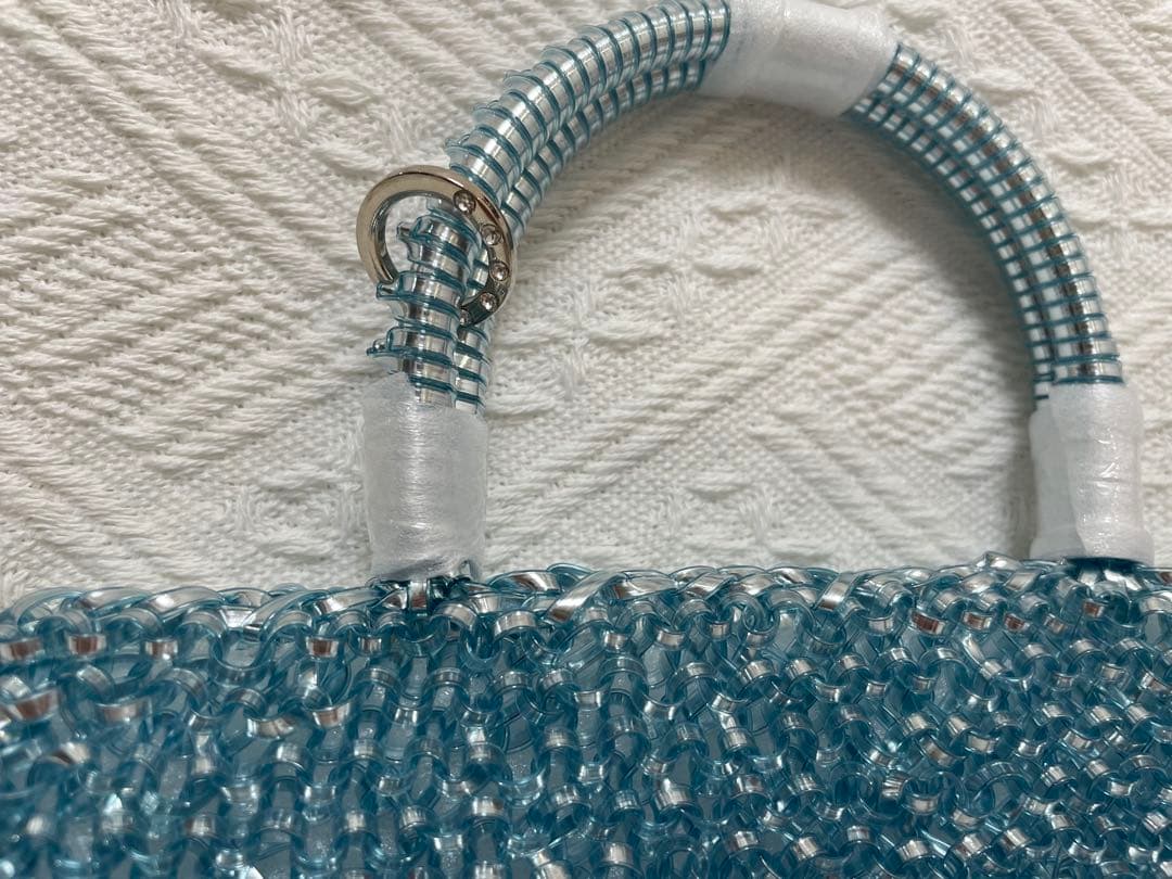 ゆーすけ　ビーズワイヤーバッグ　ショルダーバッグ　水色　青 blue