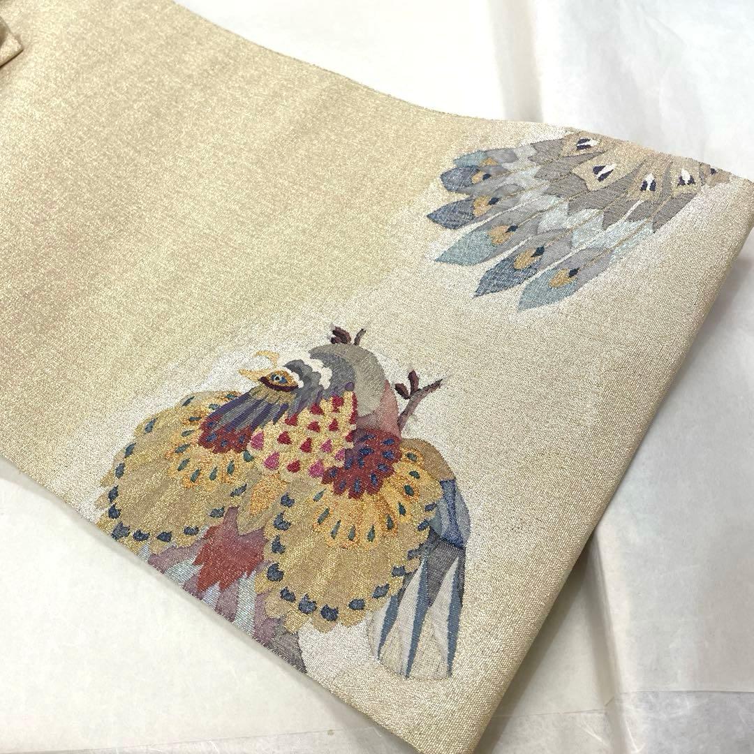 【M10】大幅値下げ‼︎ 極上品　太鼓柄袋帯 孔雀 正絹✨未使用品