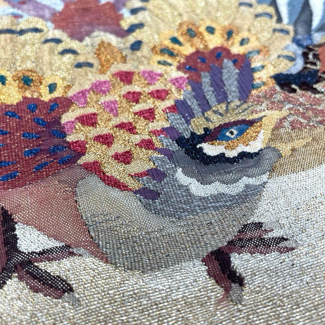 【M10】大幅値下げ‼︎ 極上品　太鼓柄袋帯 孔雀 正絹✨未使用品