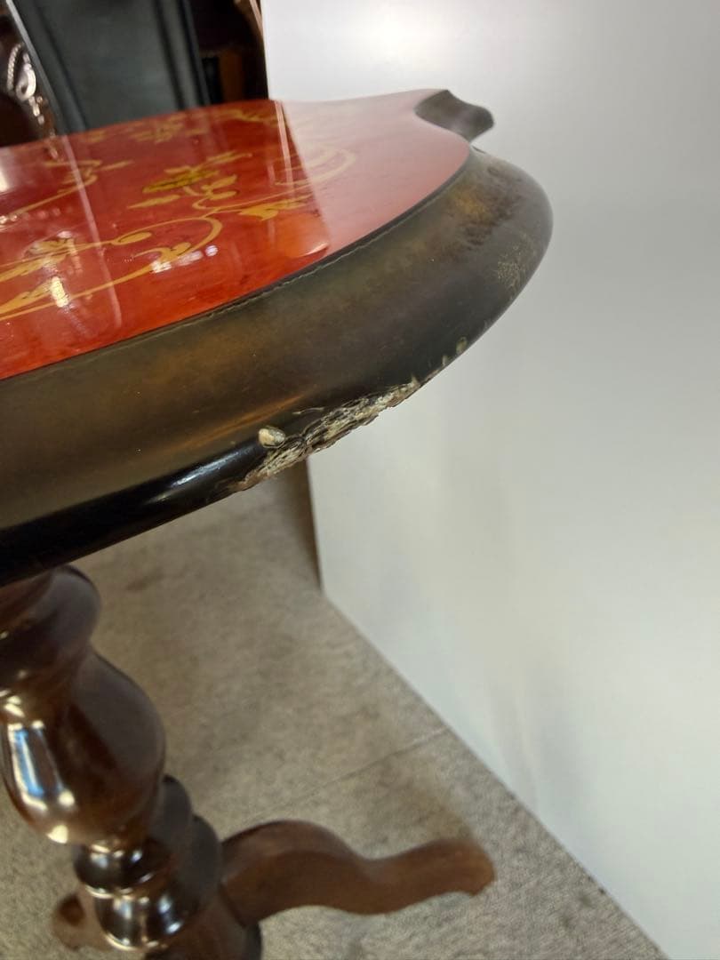 イタリア製 象嵌サイドテーブル 花台 クラシック 木製 輸入家具　当時物