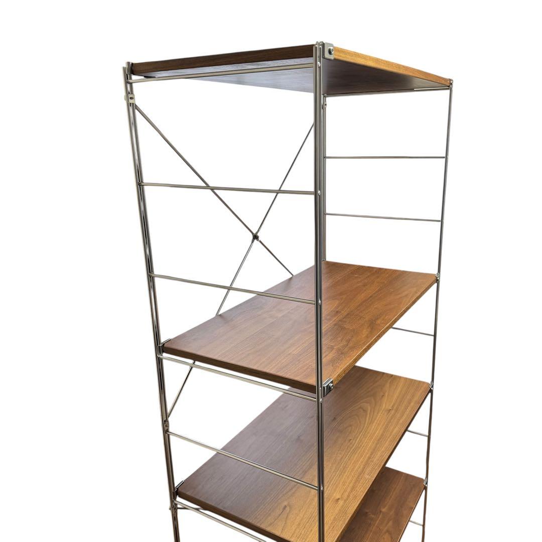 【極美品】無印良品 ステンレスユニットシェルフ ワイド大・ウォールナット材棚5段