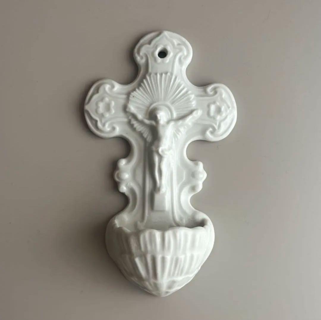 フランスアンティーク ♧ 十字架の聖水盤 16.3cm