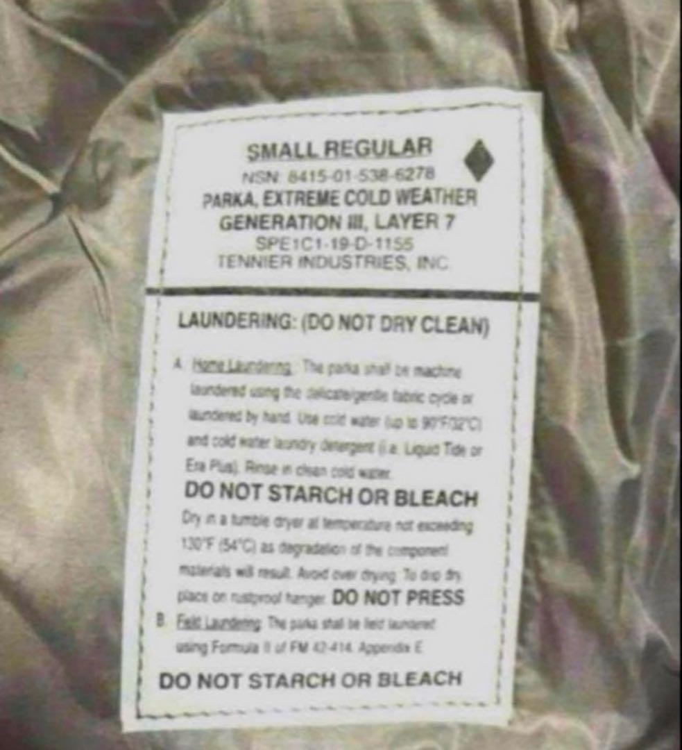 米軍実物 現行 未使用品 ECWCS LEVEL 7パーカー Ｓサイズ！