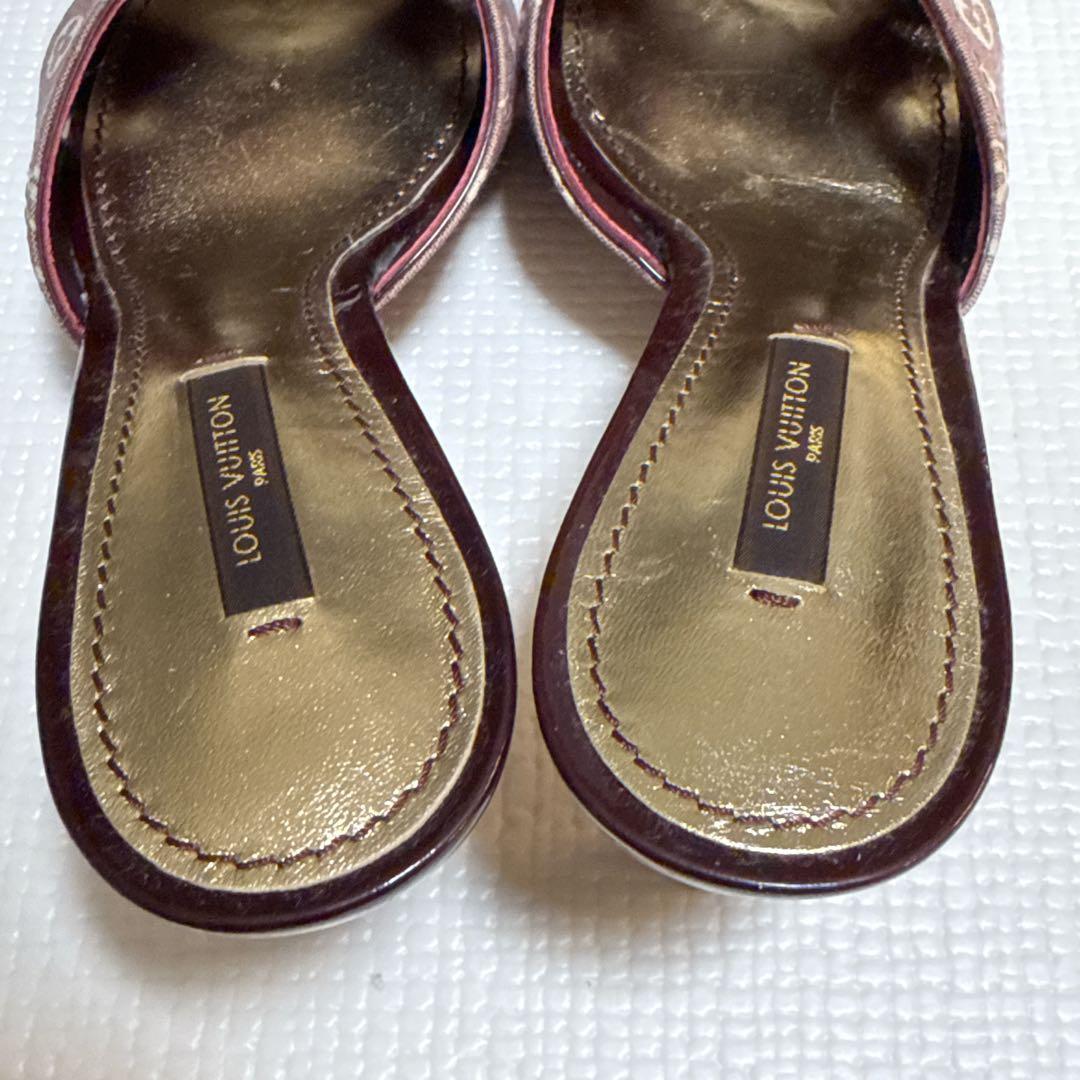LOUIS VUITTON ブラウン クロスストラップミュール