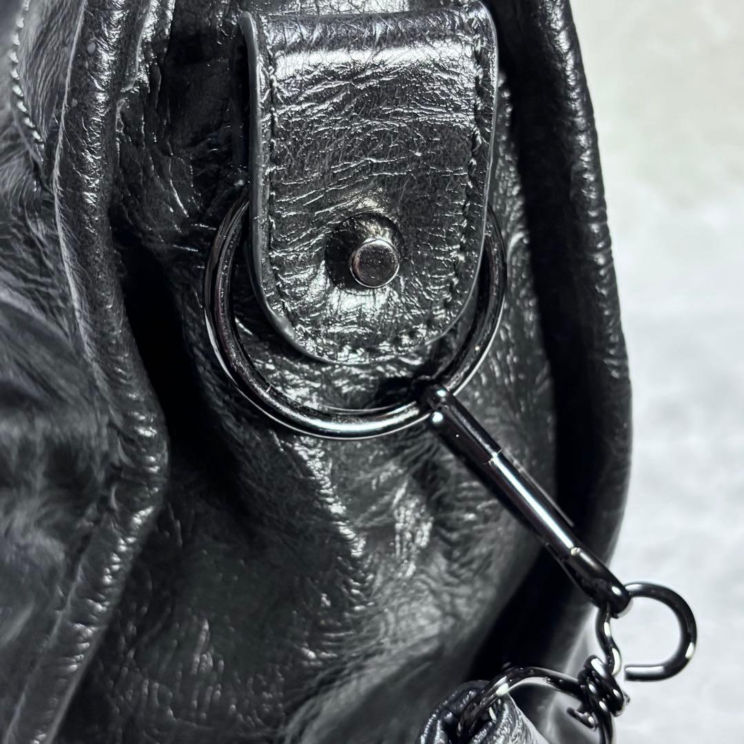 00s y2k アーカイブ シワ加工 レザー バッグ ショルダー可 A4