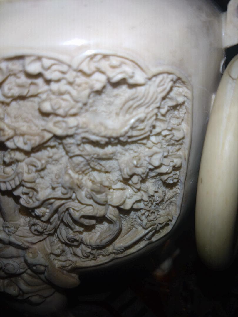 獅子彫刻 木製スタンド付き 飾り香炉 彫刻 骨董風 インテリア