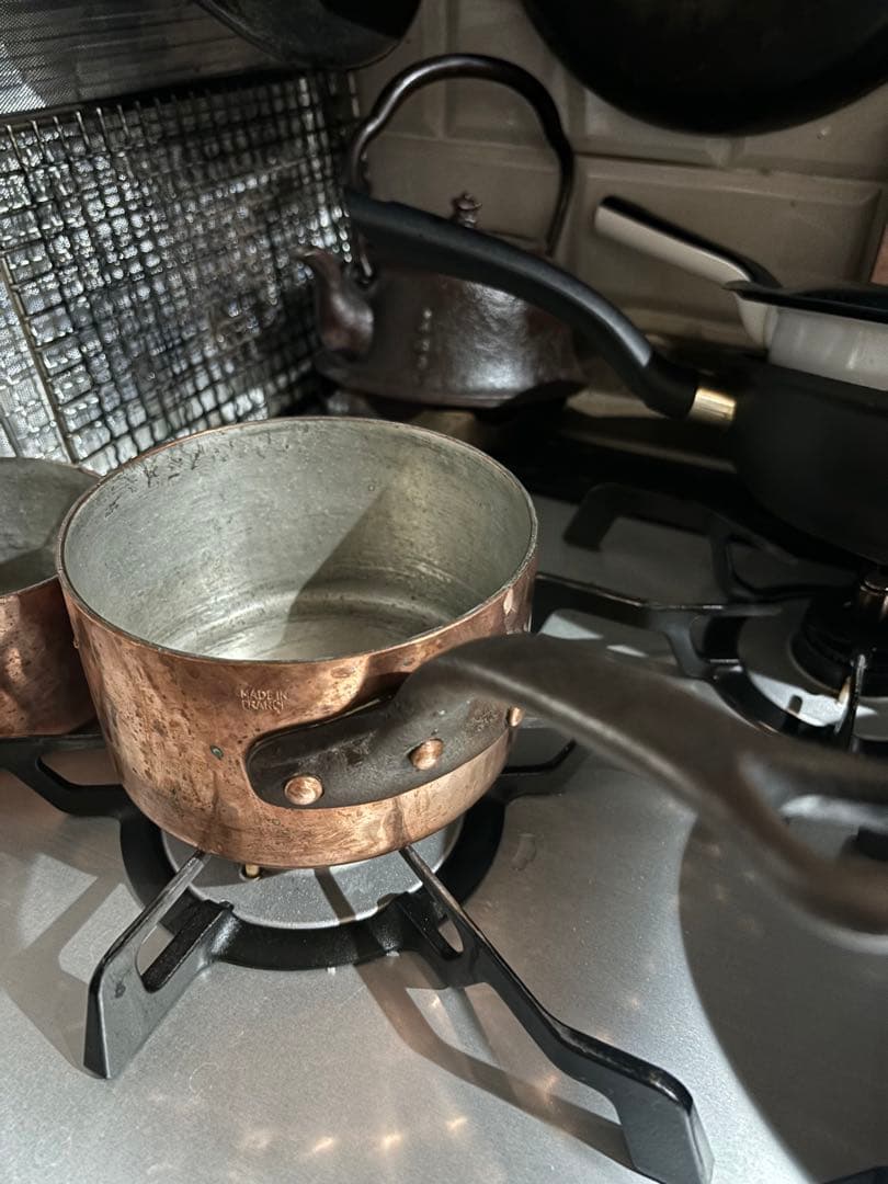 フランス製 銅製 片手鍋 鉄製ハンドル 14cm ムヴィエール　打ち出し