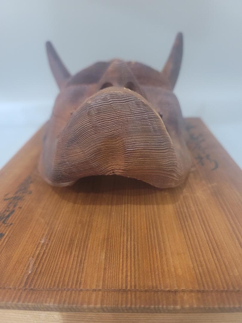 千寿屋久杉　魔除け般若面 少女面 神楽面 谷情雲作 二件まとめて 希少