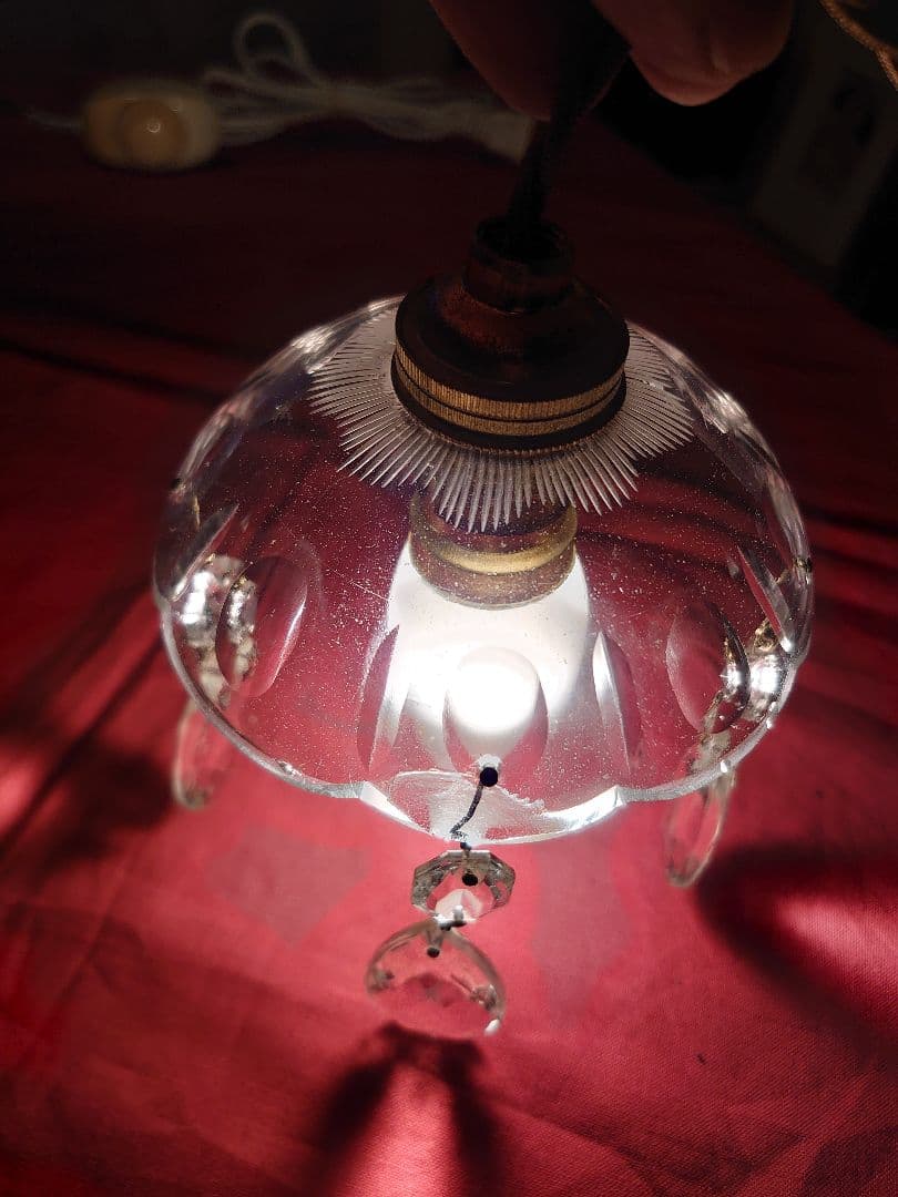 フランスアンティーク　プチシャンデリア　ペンダントランプ(灯具一式付)