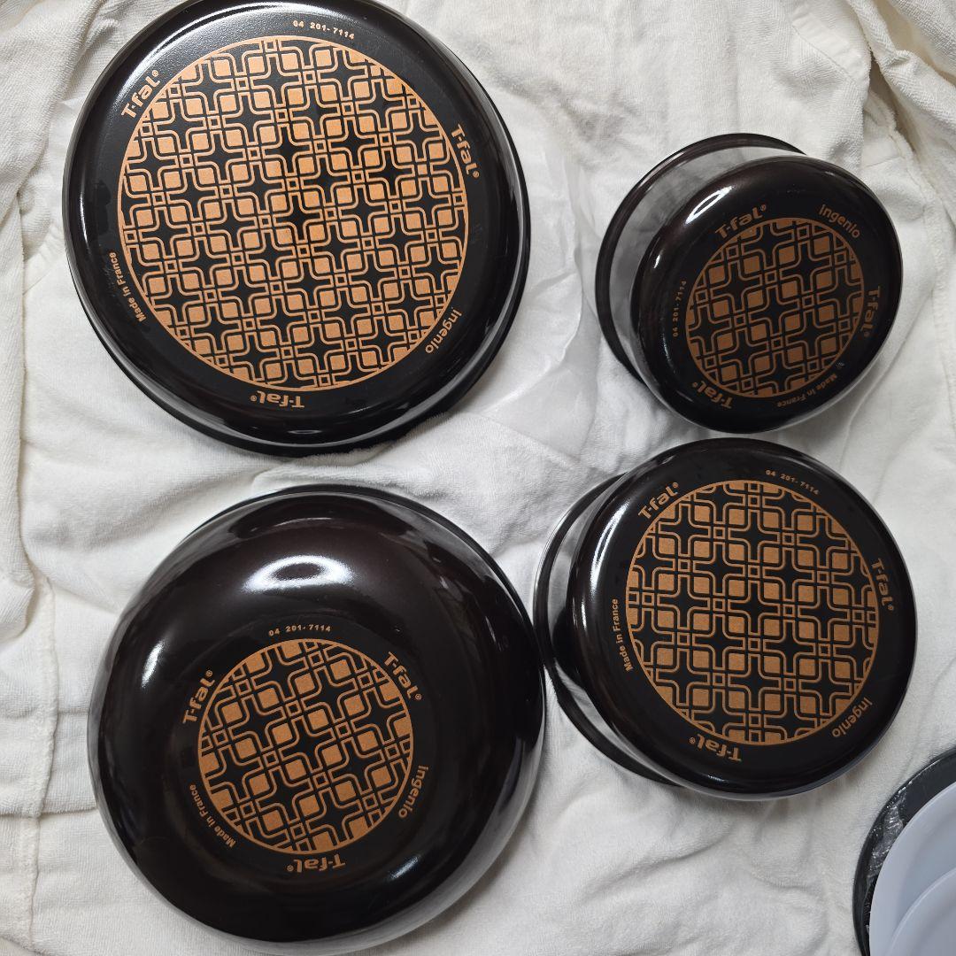T-faL ティファール ガス火用 ブラウン系 ８点セット ハンドル無し