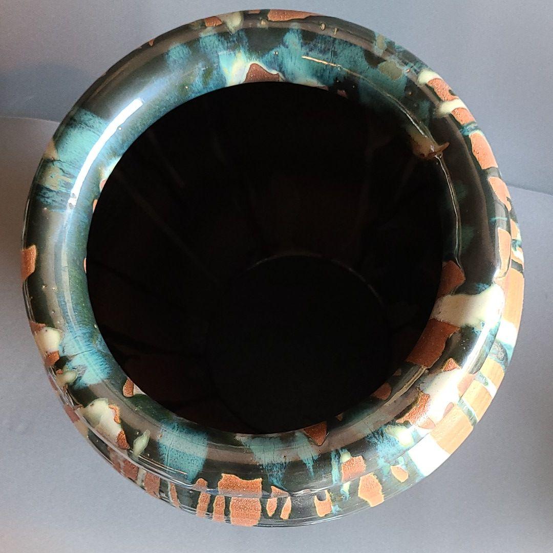 信楽焼傘立て  三彩流し 高さ４７cm