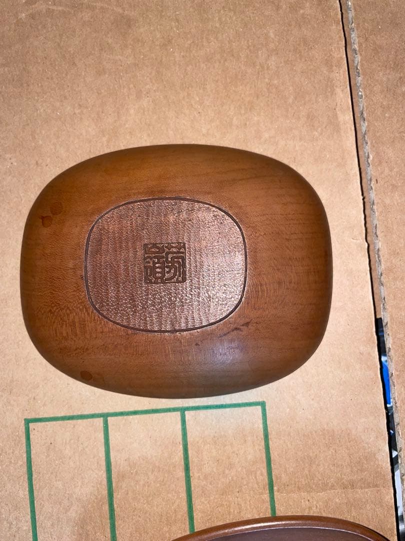 芳嶺　菓子皿　茶器　杉浦芳嶺　達磨？　木製 茶托 5枚　煎茶　彫刻