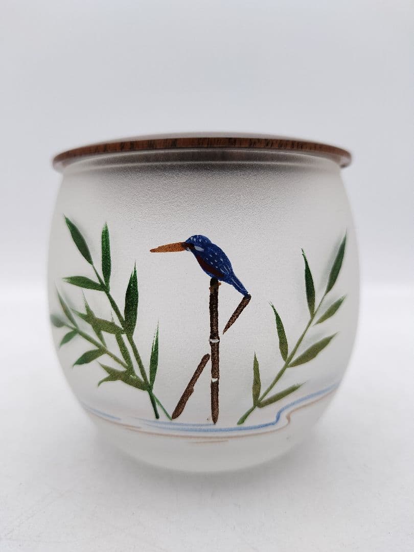 c160 硝子茶器 川蝉蒔絵 麗峰 木箱 茶道具 古物