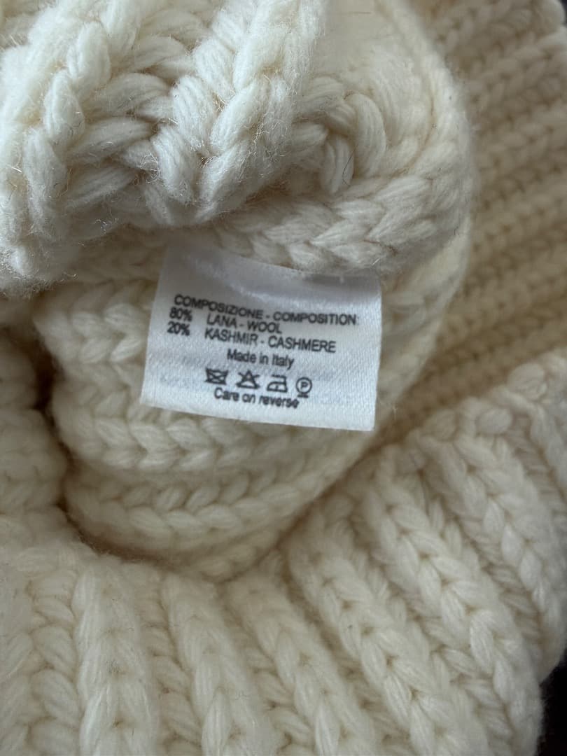 YVES SAINT LAURENT カシミヤ混ニットフードマフラー アイボリー