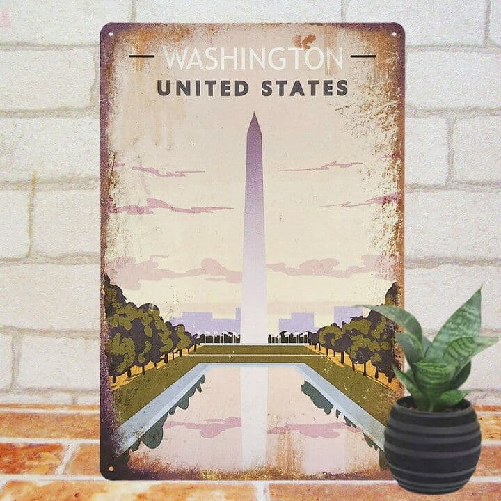 デザイン看板A4】ワシントン記念塔★ポスター絵インテリア壁掛けアメリカン雑貨お