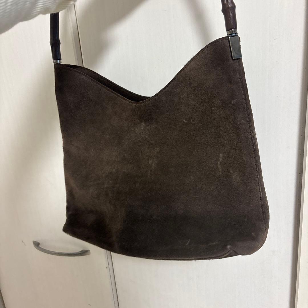 GUCCI 濃茶　バックスキン　バンブーバッグ