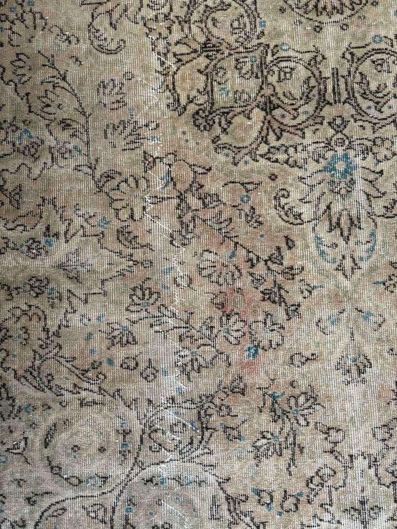 ヴィンテージラグ　トルコ　ボタニカルメダリオン　ベージュオーバーダイ　アナトリア