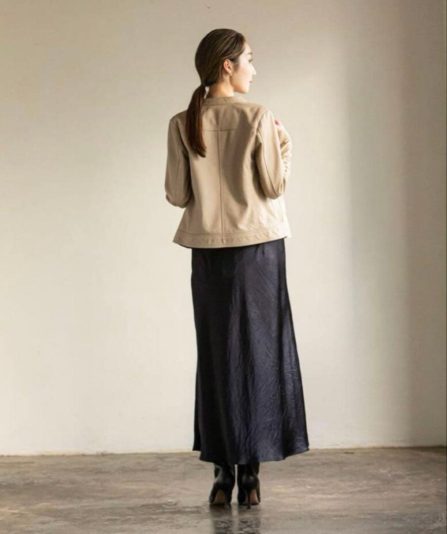 【美品】ノーブル ソフトラムレザーライダースブルゾン