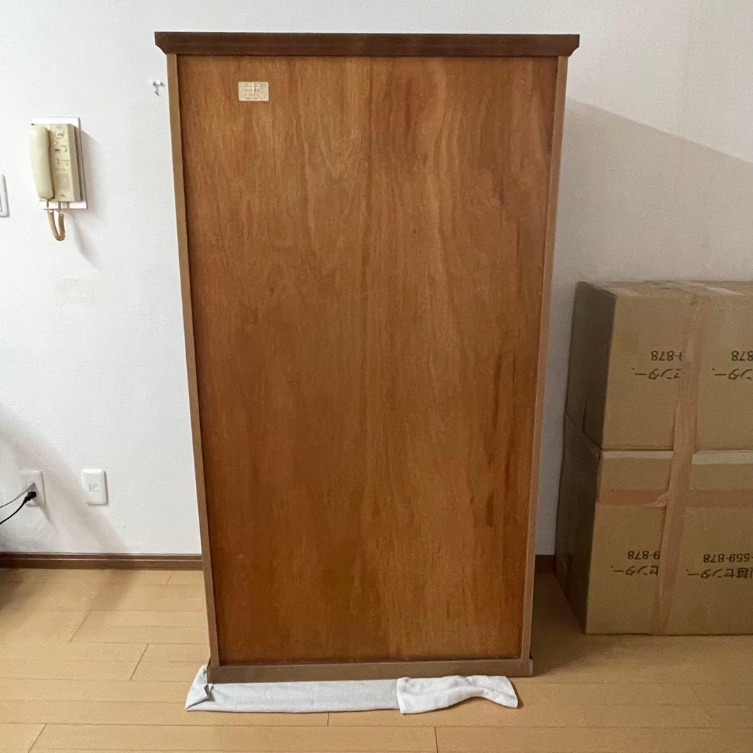 本棚 木製 ガラス扉付き キャビネット　84×42×150cmダークブラウン