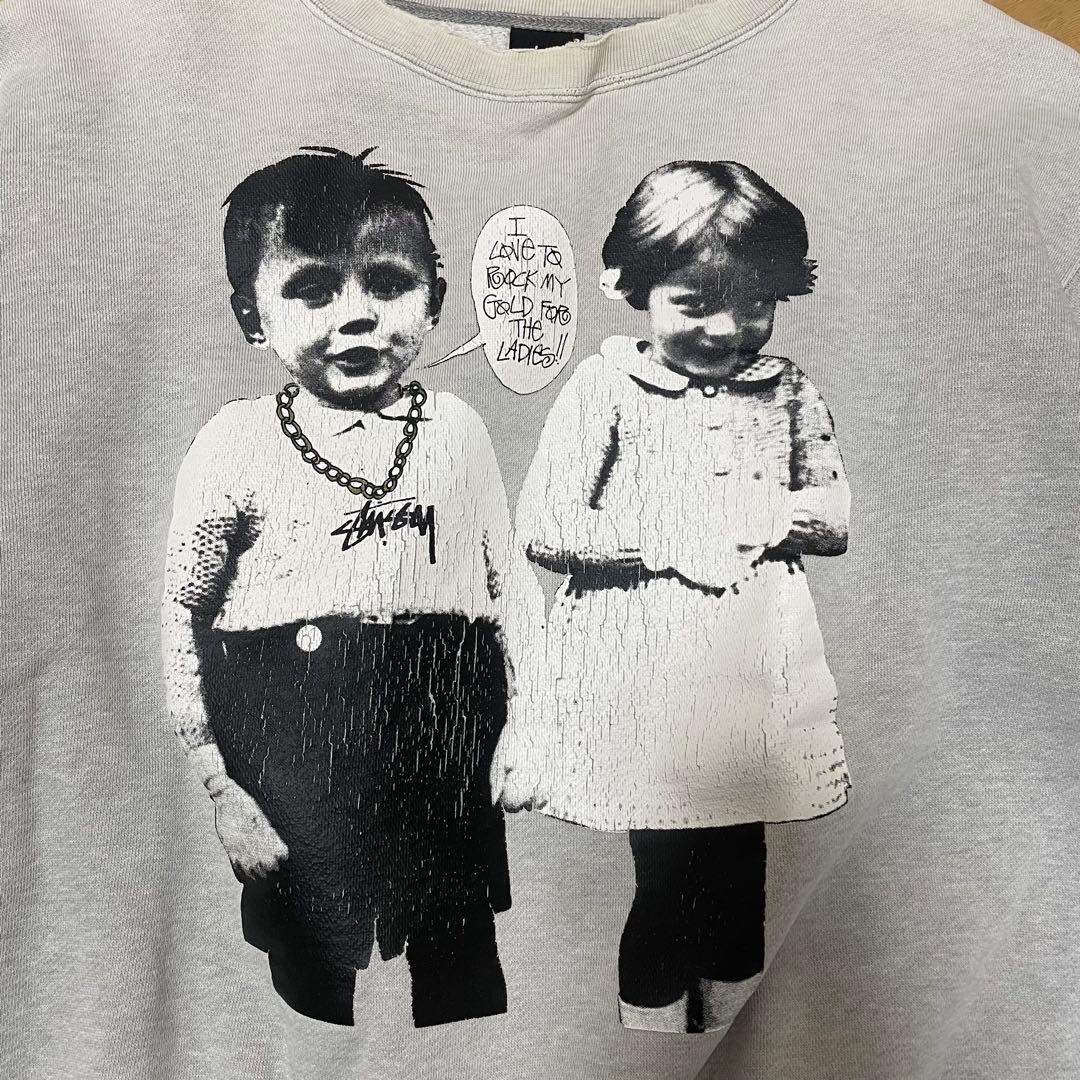【00s】stussy kids print sweat shirt