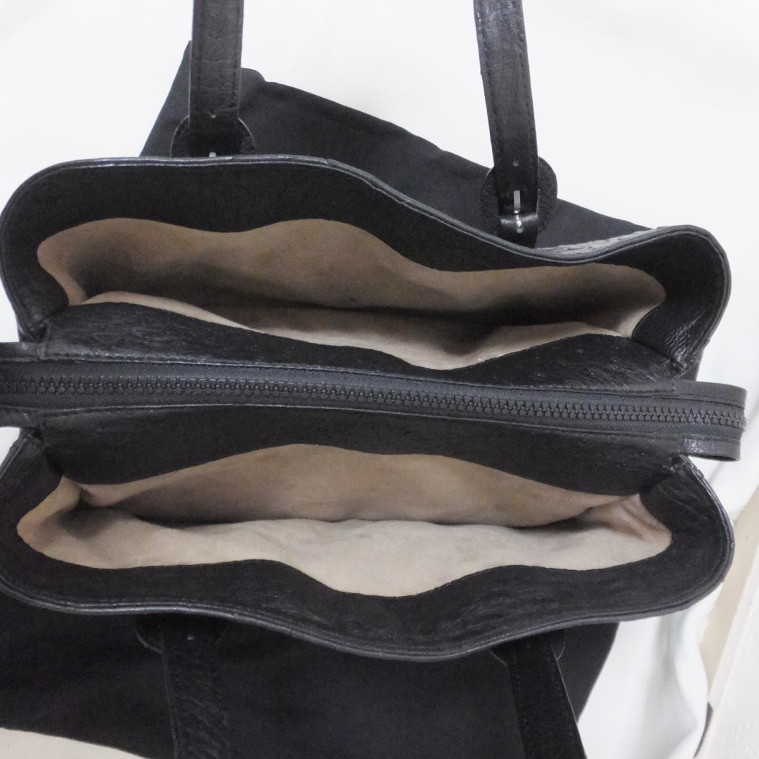 未使用　Takechi　ブラック　オーストリッチ　ハンドバッグ　黒　■　Q313