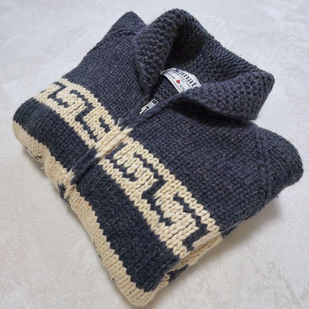 KANATA 鹿柄 カウチンセーター 希少なビッグサイズ XL/2XL ネイビー