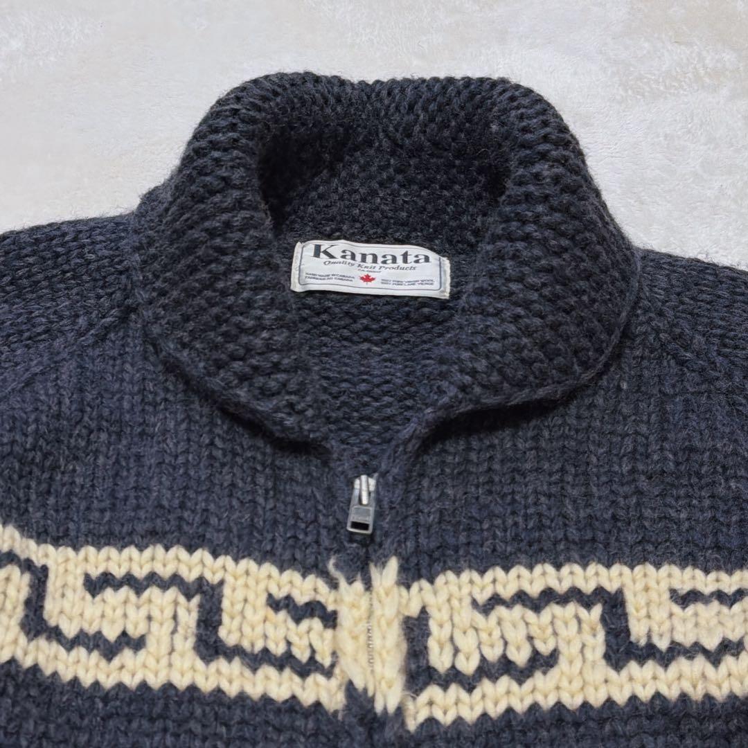 KANATA 鹿柄 カウチンセーター 希少なビッグサイズ XL/2XL ネイビー