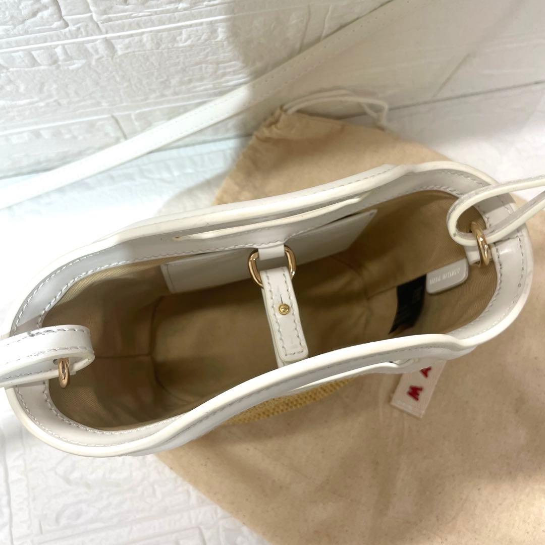 【Ｍ9】美品✨MARNI かごバッグ ホワイト・ベージュ