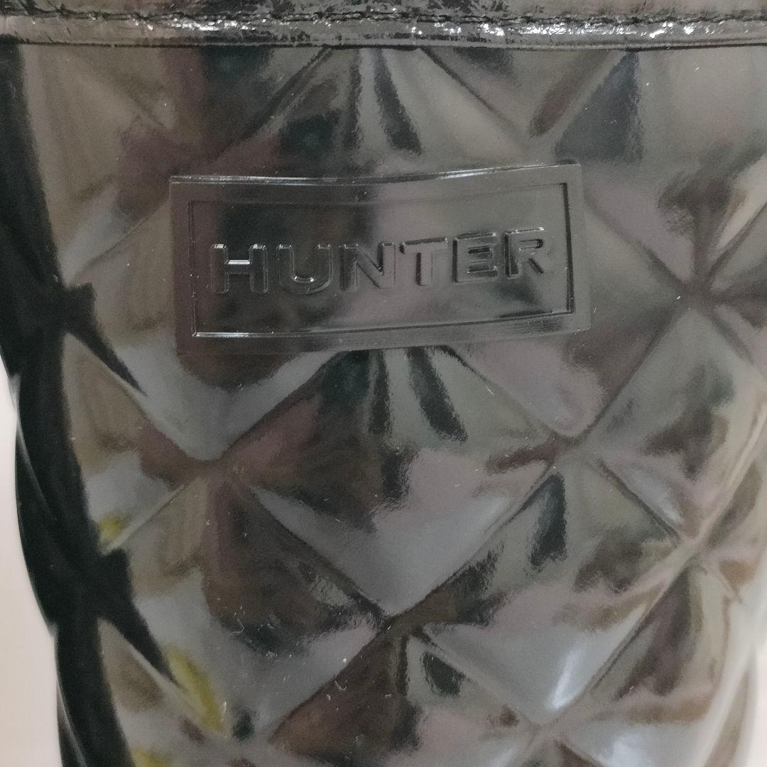 未使用級 HUNTER レインブーツ 金金具 リファインドグロスキルト UK6