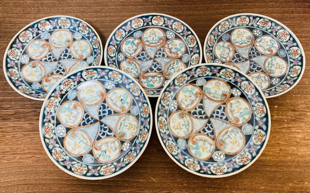 佐藤走波（六代）五寸皿　草花文　5枚