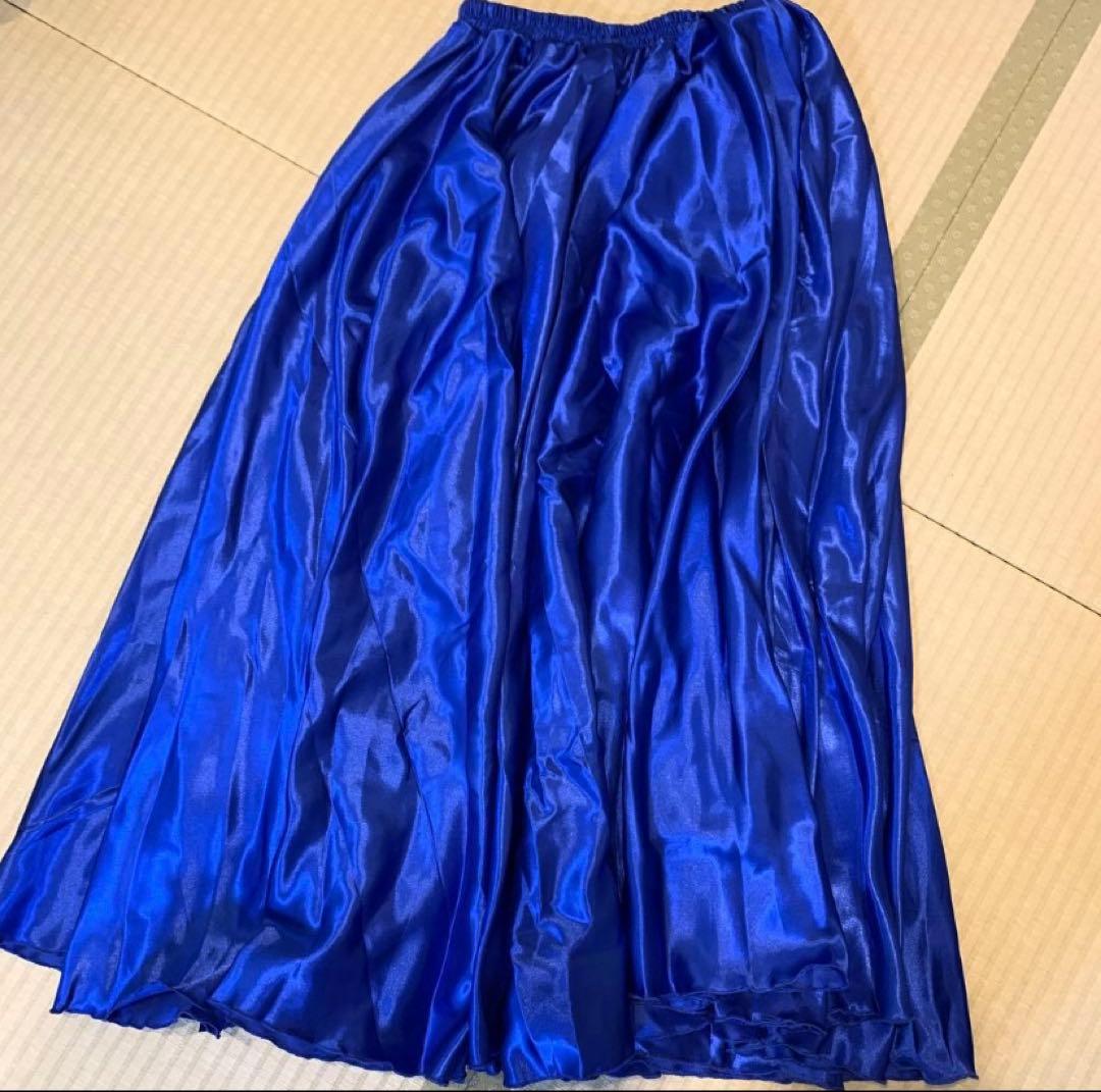 ベリーダンス 衣装　セットアップ　オリエンタル　青　ブラベルトスカート　着画あり