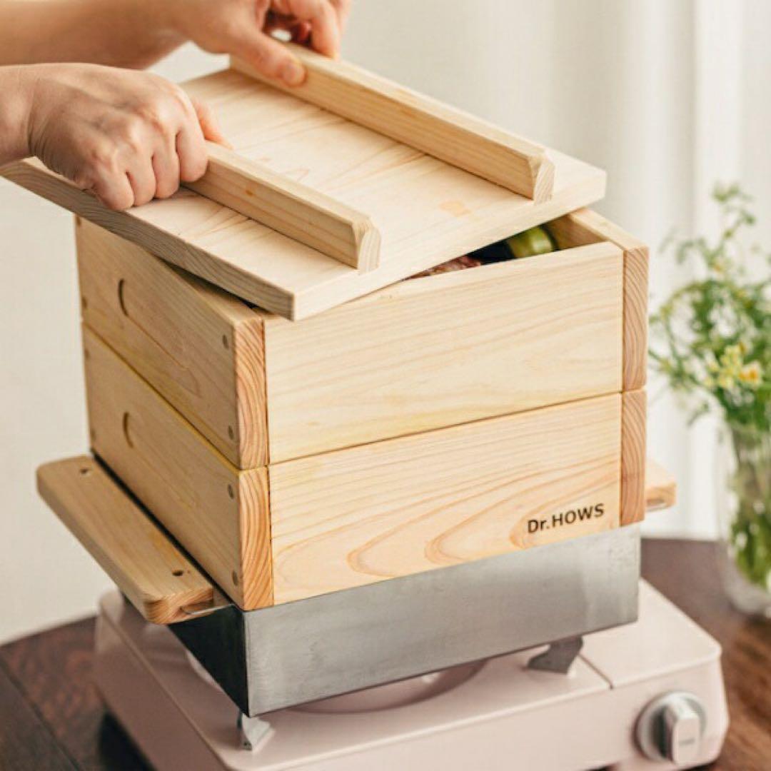 新品未使用　Dr.HOWS ヒノキ　蒸し器2段フルセット　せいろ　蒸篭