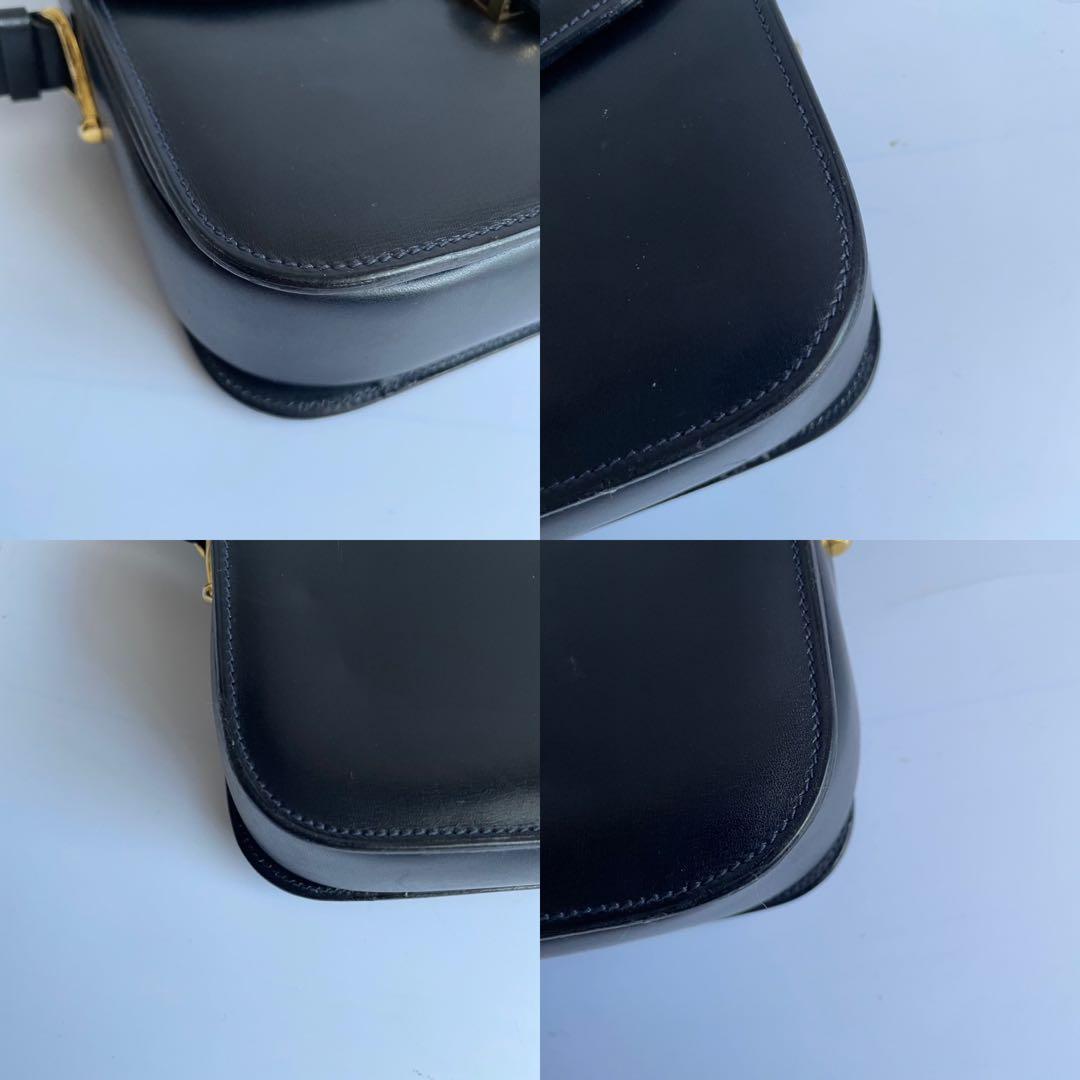 ✨極美品✨　CELINE ショルダーバッグ　馬車金具　紺　レザー　ビンテージ