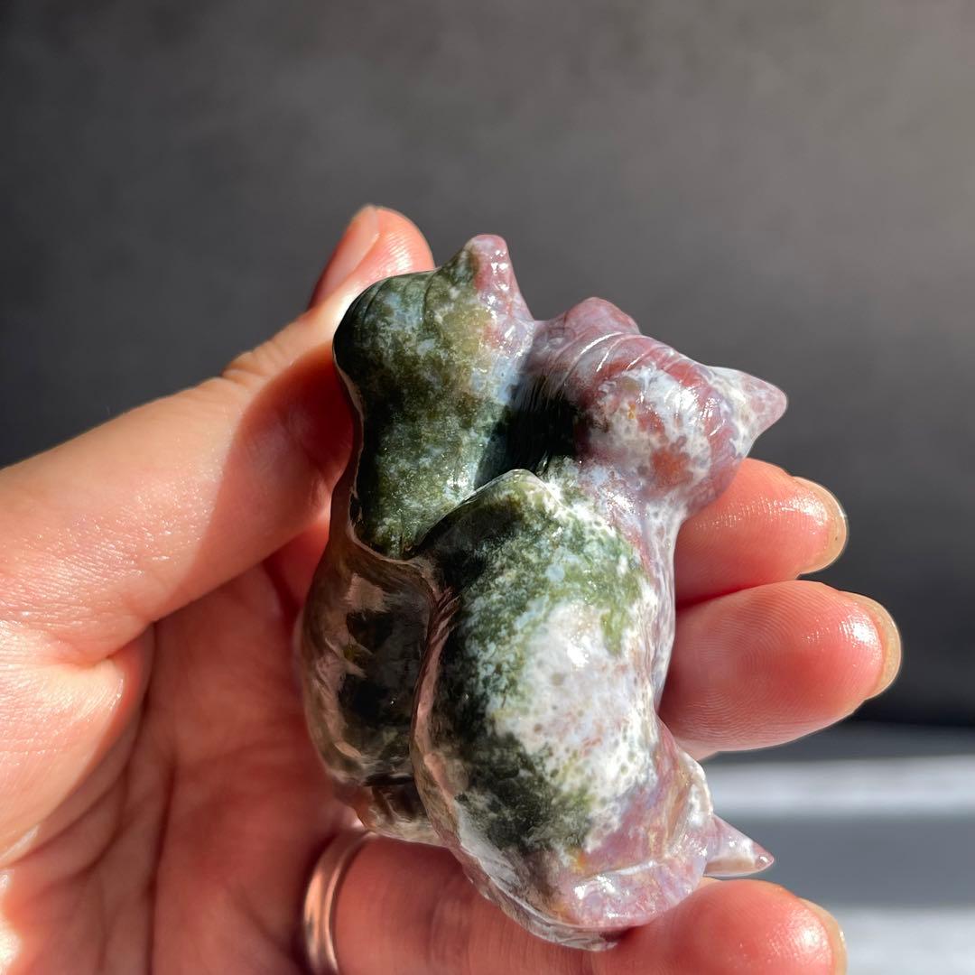 オーシャンジャスパー ネコ 置物 インテリア